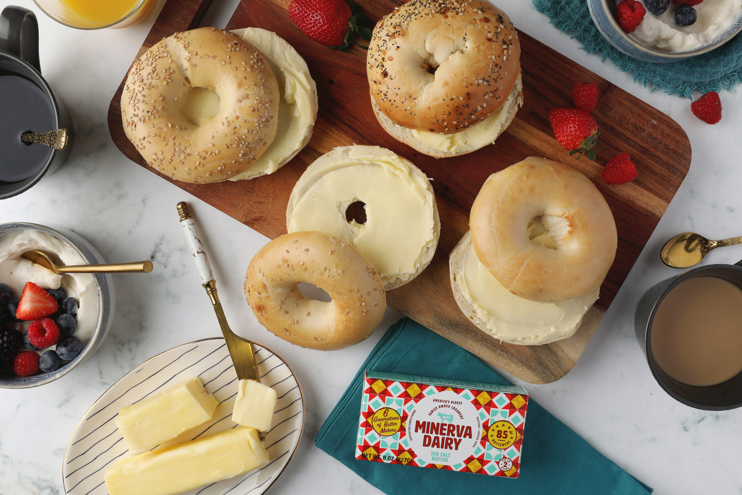 Minerva Dairy Sea Salt Butter and Bagels