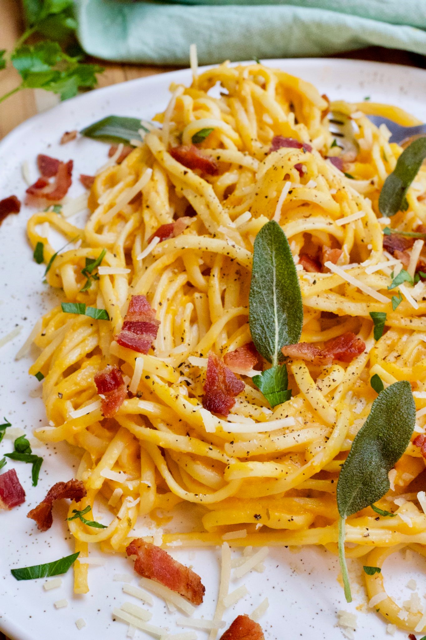 Butternut Squash Carbonara Pasta