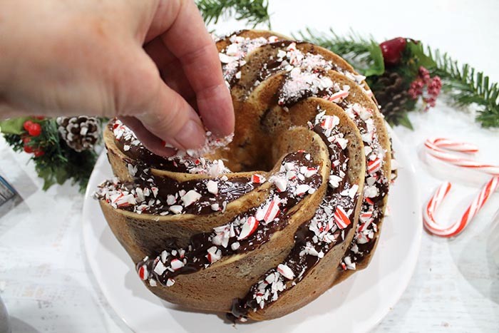 Chocolate Peppermint Marble Cake with Chocolate Ganache