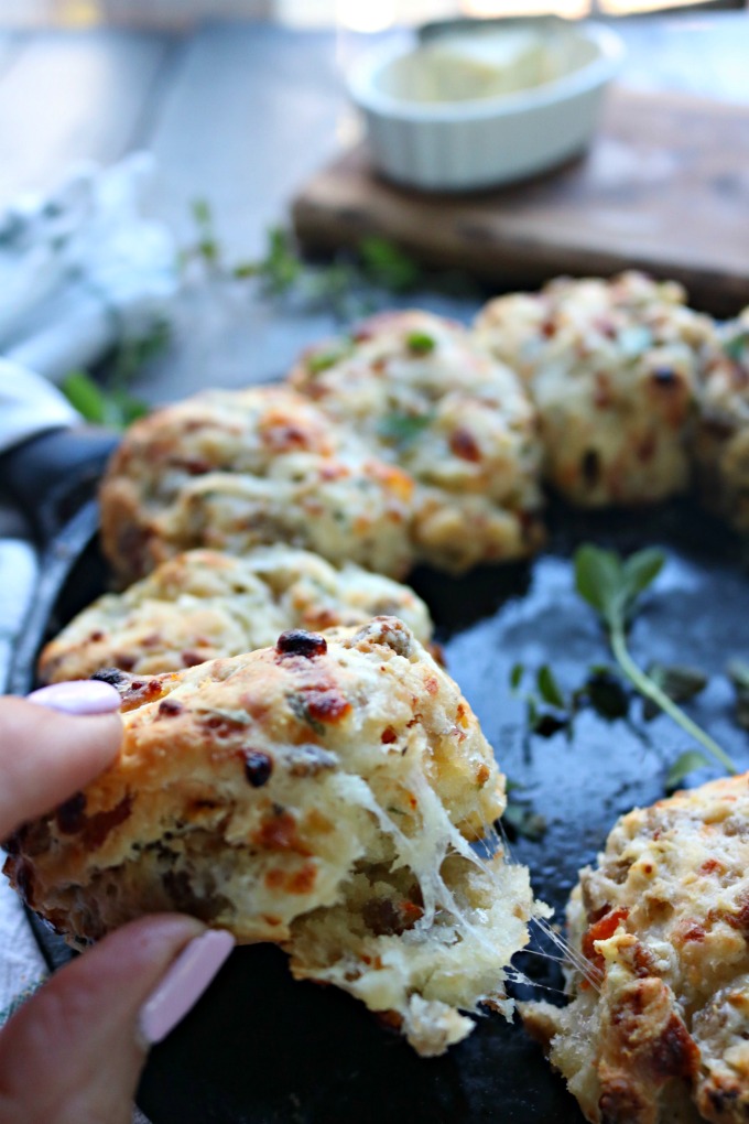 Italian Style Biscuits with Sausage and Mozzarella