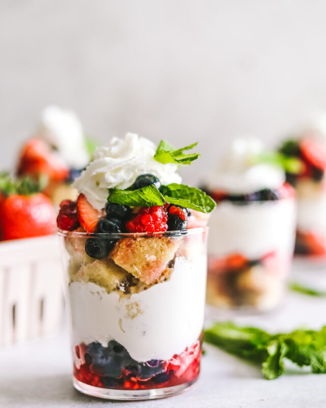 Mixed Berry Trifles with Minerva Butter on Display