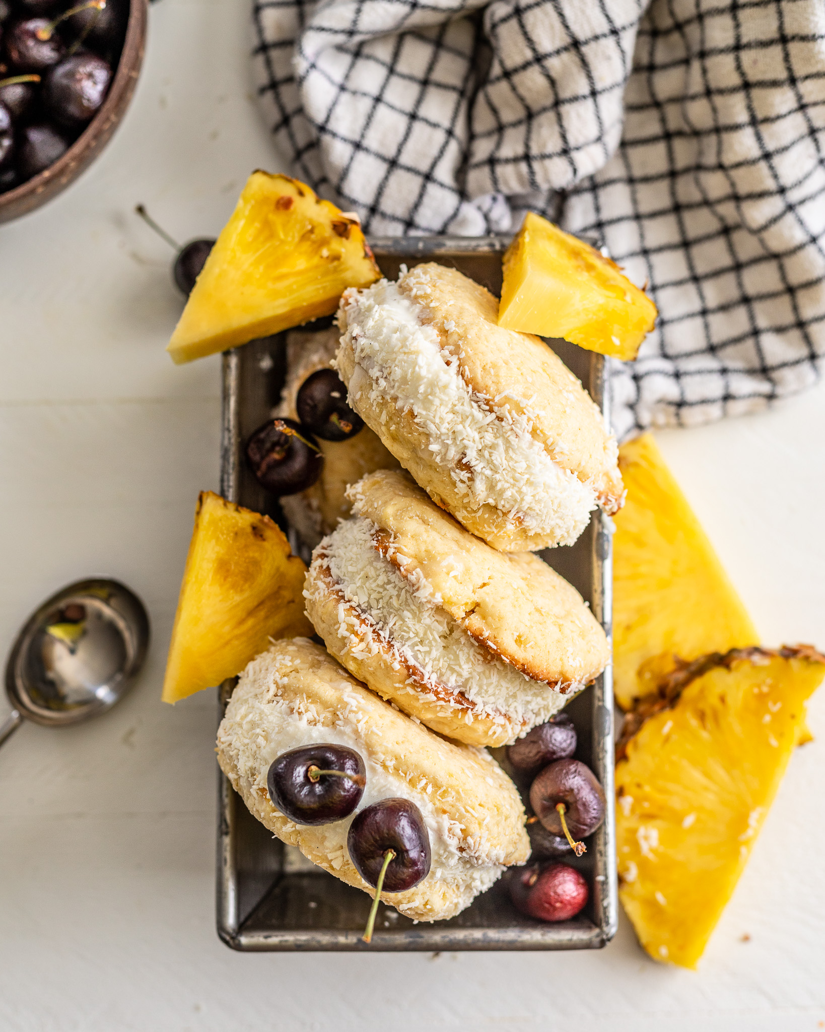 Pina Colada Ice Cream Sandwiches