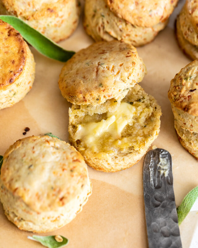 Sage Brown Butter Biscuits with Parmesan Spread