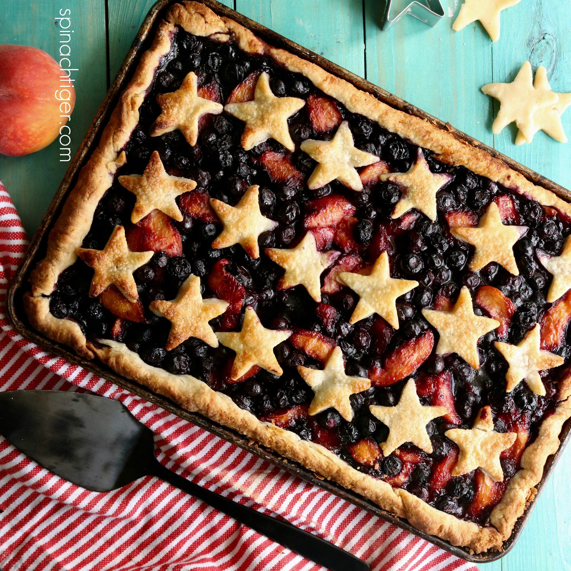 Sheet Pan Slab Pie with Fresh Peaches and Blueberries