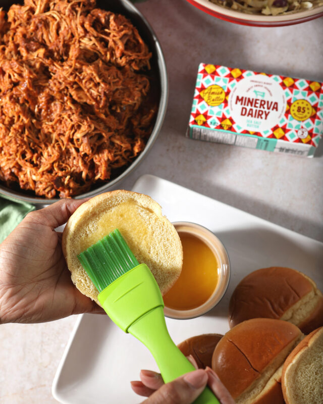 Slow Cooker BBQ Chicken Sandwiches with Mustard Coleslaw // The Speckled Palate