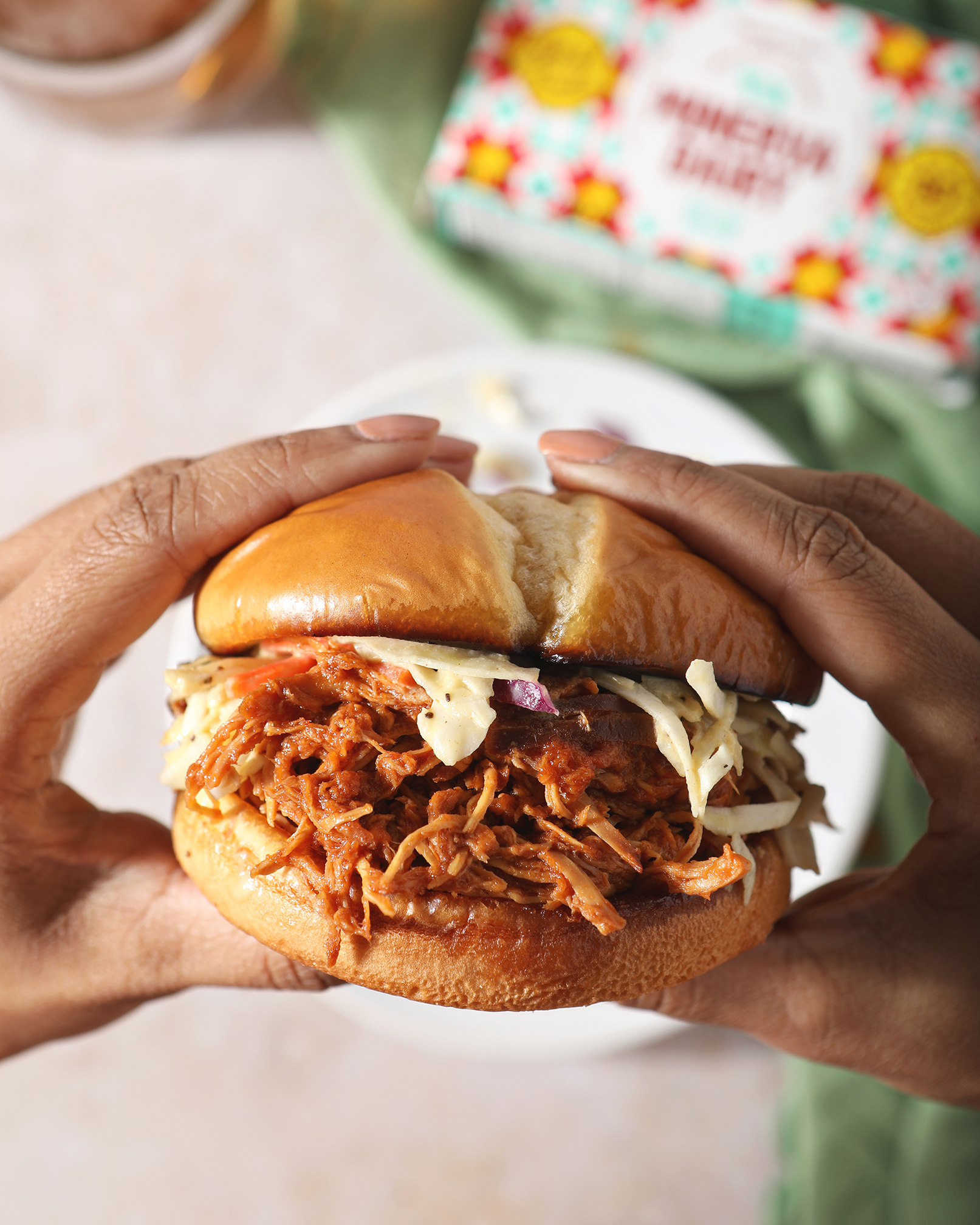 Slow Cooker BBQ Chicken Sandwiches with Mustard Coleslaw // The Speckled Palate