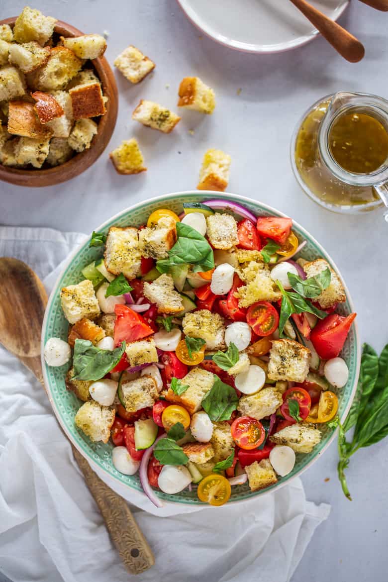 Summer Panzanella Salad with Garlic Butter Croutons