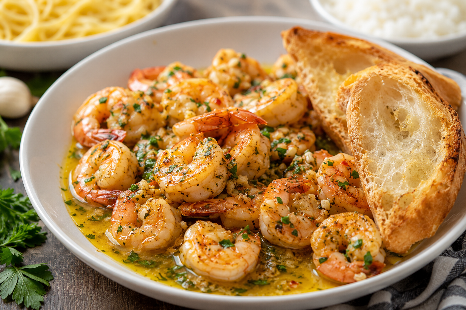 Serving Suggestions This dish begs for a vehicle to soak up every last drop of garlic-herb butter. Serve it over a bed of angel hair pasta, alongside a pile of fluffy jasmine rice, or simply in a shallow bowl with a toasted baguette on the side for dipping. Chef’s Note: Finish the dish with a generous handful of freshly chopped flat-leaf parsley and a touch of lemon zest right before serving to cut through the rich, creamy sauce with a burst of brightness.